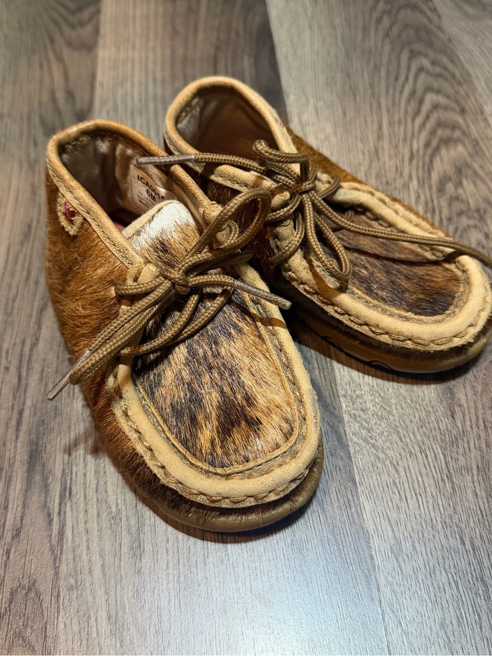 Twisted X Kids Brown Faux Fur Moccasin Lace-Up Shoes 6 months